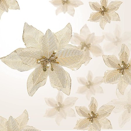 24 Stykker Juleglitter Poinsettia Blomster Bryllup Kunstige Blomster Julepynt Ornamenter Til Juletræ Nytår (10cm)