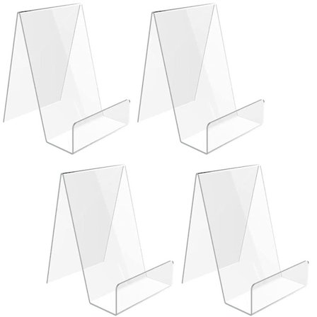 4 stk. skilt holder stand klar akryl til telefon brochure bog menu plakat brochure magasin bord skilt display