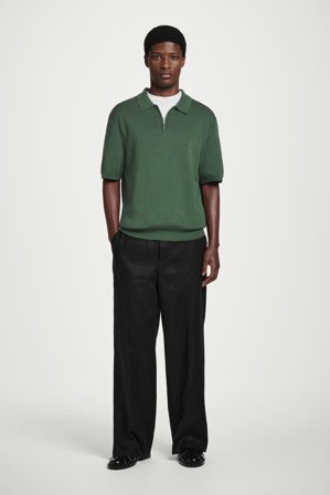 COS Dzianinowa Koszulka Polo Z Zamkiem in Zielony