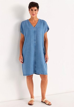 Cellbes of Sweden - Ultrablød Premium cowboykjole i mellemblå denim til damer i størrelse 42/44