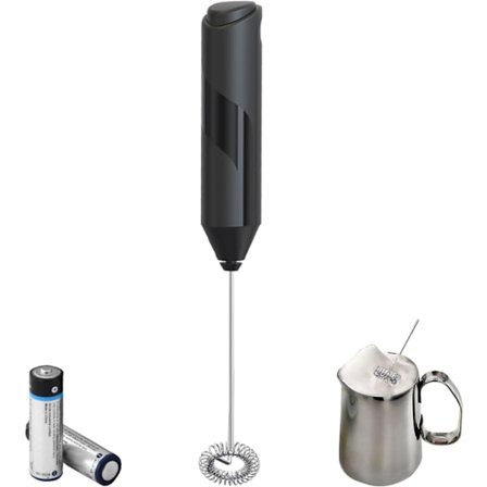 Elektrisk mjölkskummare, mini - omrörare med 14000 rpm motor, dryckesomrörare med rostfritt stål omrörare, 2 - AA-batteri (utan batteri), för kaffe, 