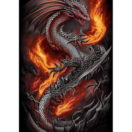 30 x 40 cm, liekki lohikäärme Timanttimaalaus Kirjonta Timanttimaali
