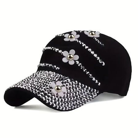 Kvinnors Rhinestone Blom Patch Lätt Justerbar Baseball Cap