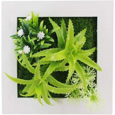 Kunstige planter vægdekoration med fotoramme til have hjemmekontor fest bryllup dekoration 15 * 15 * 3cm Hvid 1 stk