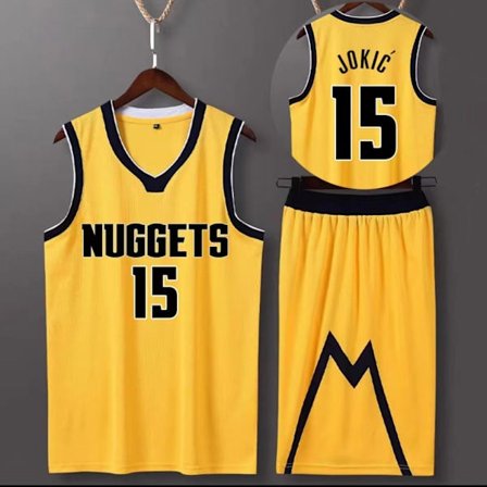 {xjxj} Sportswear Nikola Jokic Denver Nuggets Basketballdrakt 15 Voksen Basketballdrakt Klassisk Gul Klassisk Gul Classic Yellow 4XS (110-120cm)
