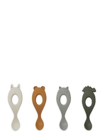 Liva Silic Spoon 4-Pack Home Meal Time Cutlery Grön Liewood