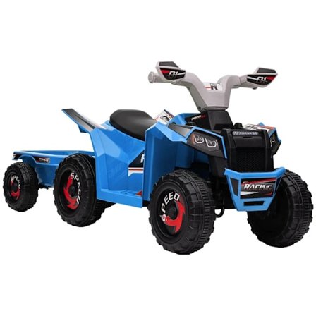 Rootz Children's Quad - Laddningsbar - Elfordon - 2,5 Km/h - Trailer - 50 Min. Restid – Barn 1,5 till 3 år – Plast – Blå – 106L x 41,5W x 48,5H cm