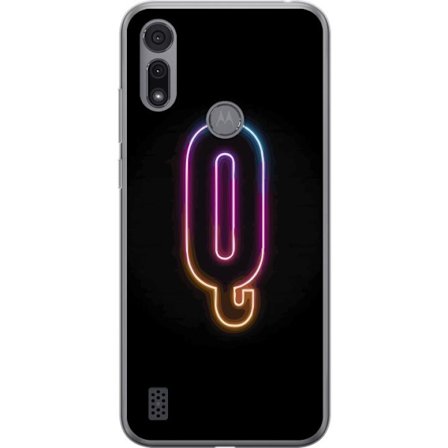 Kompatibel Mobilcover til Motorola Motorola Moto E6i Minimalistisk neonbogstav Q i lyse farver mod mørk baggrund