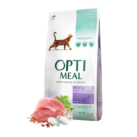Optimeal - Adult & Senior Hairball Control Duck Tørrfôr Til Katt 10 kg - Katt - Kattefôr & kattemat - Tørrfôr for katt - ZOO.no