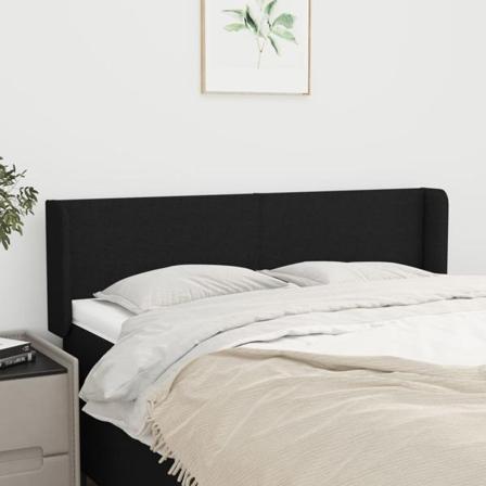 Vidaxl Huvudgavel Med Kanter Svart 147x16x78/88 Cm Tyg Svart