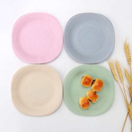 4-pak Farvefulde Enkle Hvedehalm Naturlige Middagstallerkener Snacks