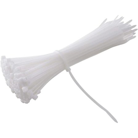 250 Hvide Kabelbinder, 200mm x 3.6mm, Nylon Kabelbinder til Hjemmekontor