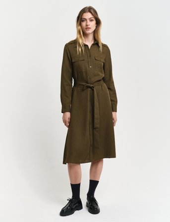 GANT Reg Pocket Shirt Dress - Khaki green - 44