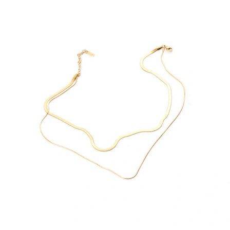 14K Guldpläterat Ormhalsband Herringbone Halsband Guldfärgat