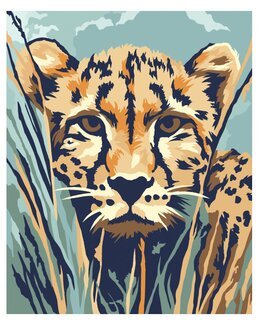 Paint By Numbers Leopard på jakt - WizardiArt