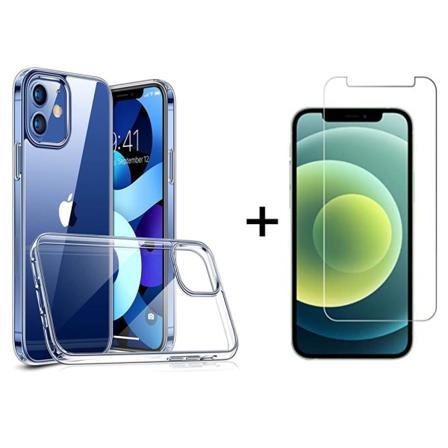 iPhone 12 - Silikonecover + Skærmbeskytter Transparent