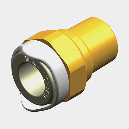 Adapter Whale Adaptor i plast och mässing, Whale Quick Connect 15 mm WS15 invändig till 1/2 tum NPT för båtar