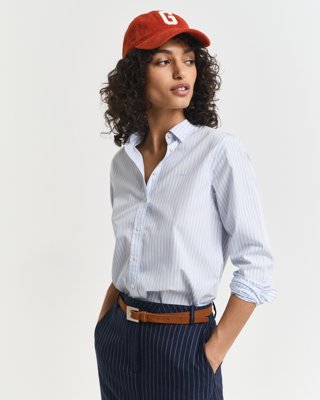 GANT - Regular fit poplinskjorte med striper til dame light blue