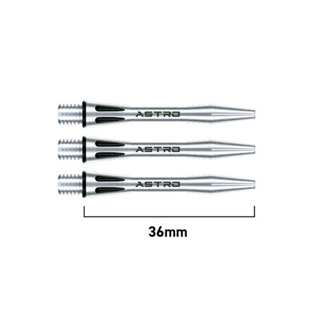 Winmau Astro Aluminium Shafts 36mm - 6 Dart Shafts, 2 Sets, Black, Blue, Red, Short, Intermediate, Medium, Replacement, Steel Tip Darts