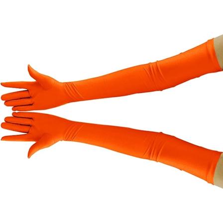 20,1 tum långa stretchspandexoperahandskar, över armbågen (svart) Fluorescent Orange Large