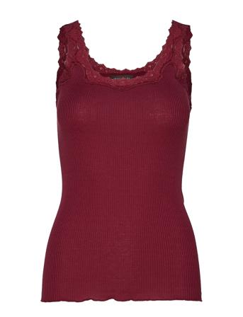 Silk Top W/ Lace T-shirts & Tops Sleeveless Punainen Rosemunde