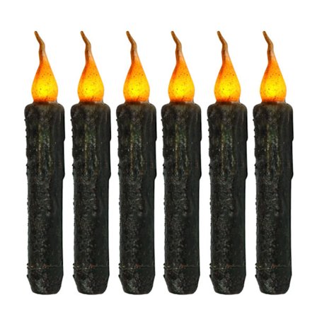 6X ekte voks søylelys primitive drypplys flammefri flimrende LED-lys dyppet batteridrevet Halloween bryllupsfest