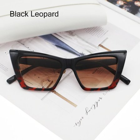 Cat Eye Solglasögon Square Solglasögon SVART LEOPARD SVART
