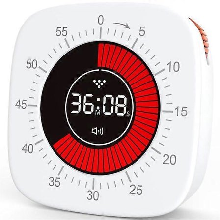 Visuell timer for barn, digital timer med 60 minutters nedtelling, lydløs timer for skrivebord