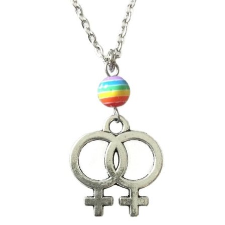 Necklace - Double Female Symbol - Pride - Bead - Rainbow
