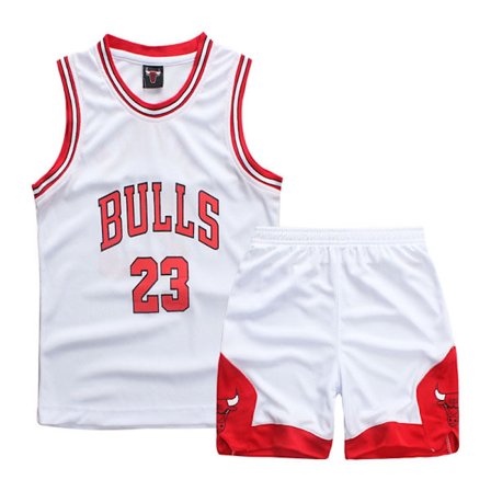 Michael Jordan No.23 Basketball Trøjesæt Bulls Uniform Til Børn Teenagere Hvid- Perfekt