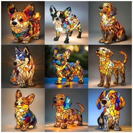 Shih Tzu Lampe, Shih Tzu Kunstlampe, Hundelampe, Hundeserie Kunst Natlampe, LED Bordlamper Bulldog Bulldog
