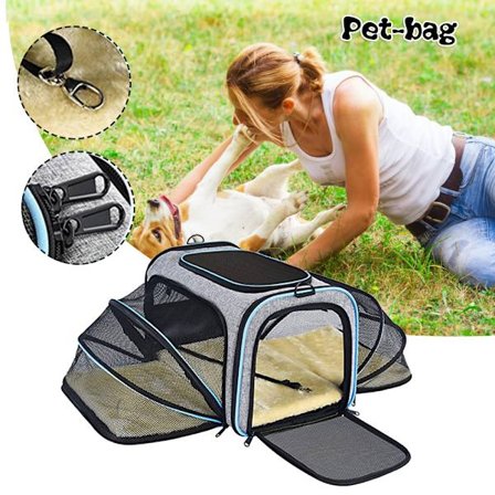 4 sidor Expanderbar Djurhållare Bärbar andningsbar Crossbody-väska för hundkatt