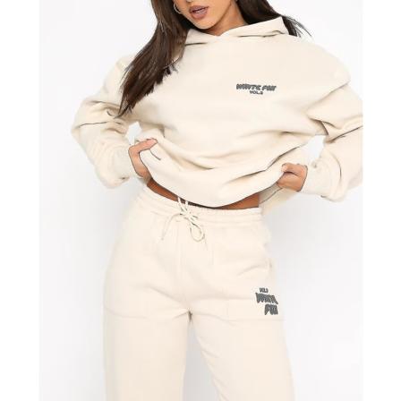 Hvit Fox Hoodie Dame Yttertøy Dame 2 Deler Set Hoodie Kostymer Langarmet Hooded Outfit Set xd. aprikos L