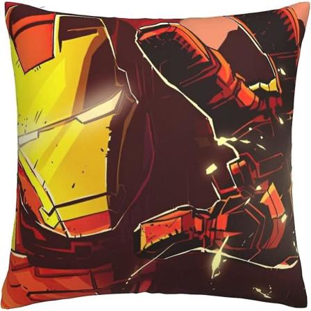 Myke og komfortable Iron Man putetrekk 45cm X 45cm Firkantede putetrekk for sofa soverom med usynlig glidelås 18x18 tommer Dobbeltsidig trykk