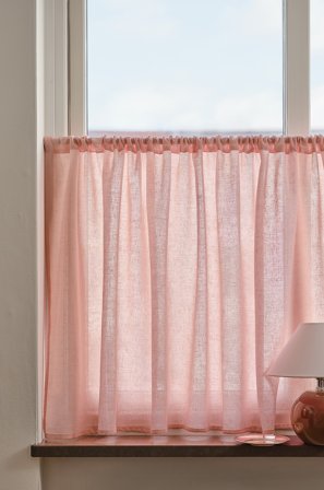 Jotex - Kafégardin Linblanding ferskenrosa - LILL - Kjøp Gardinkapper hos Jotex