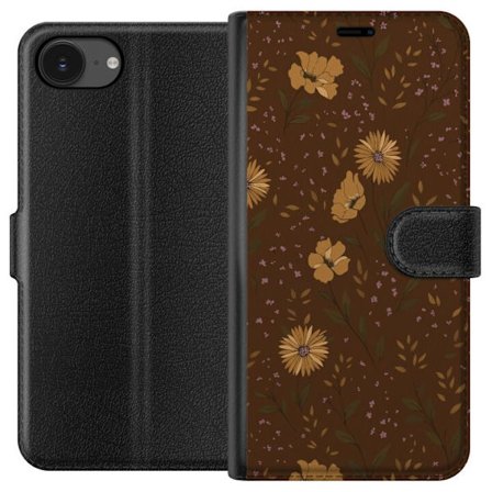 Kompatibel Tegnebogsetui til Apple iPhone 16e Brun blomster retro blomstermønster blomstret design 70'ernes vintage-stil mønster bohemian tapet inspir