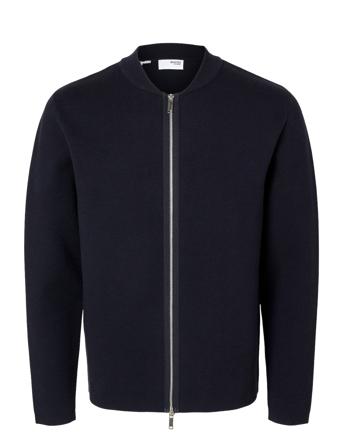 Slhmike Ls Knit Baseball Zip Cardigan Tops Knitwear Cardigans Navy Selected Homme