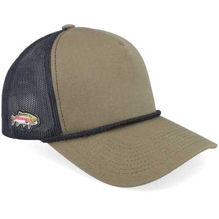 Skillfish - Sort trucker Kasket - Tiny Rainbow Trout Rope Olive/Black A-frame Trucker @ Hatstore