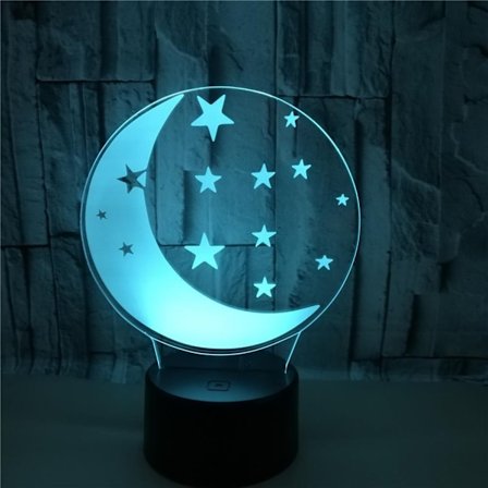 Qinwei Moon 3D Yövalo 3D Illuusio Led-lamppu 16 Väriä Himmennettävä Kaukosäätimellä Kosketus --- Musta Istuin