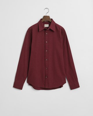 GANT - Melert flanellskjorte i regular fit til herre plumped red