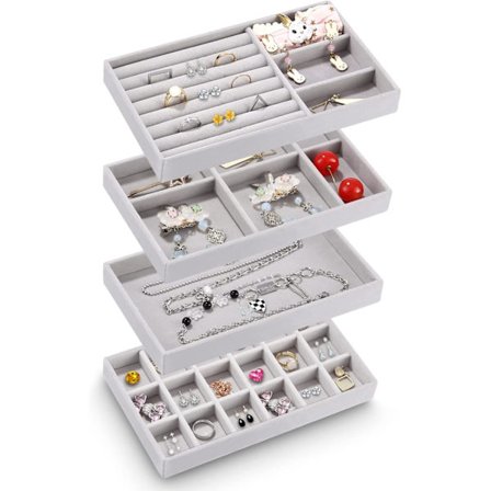 Smykkeskrin, smykkeopbevaringsskuffe, smykkeindsats til skuffer, smykkeskrin, stabelbar, skuffeindsats, smykker, til opbevaring