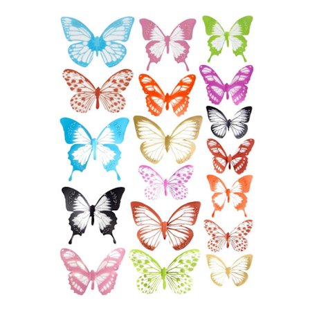 18x 3D Dekorative Sommerfugle - Flerfarvet