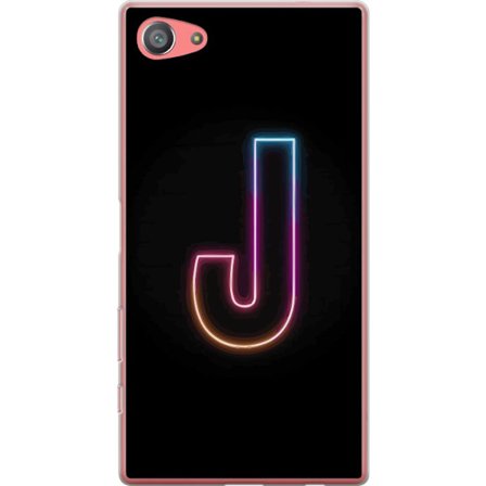 Kompatibelt Mobildeksel til Sony Sony Xperia Z5 Compact Minimalistisk neonbokstav J i fargeskiftende lys mot svart bakgrunn