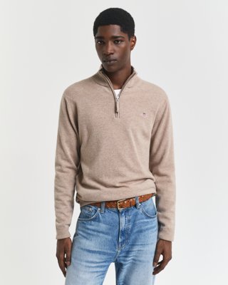 GANT - Lammeullsgenser med half-zip til herre dk sand melange