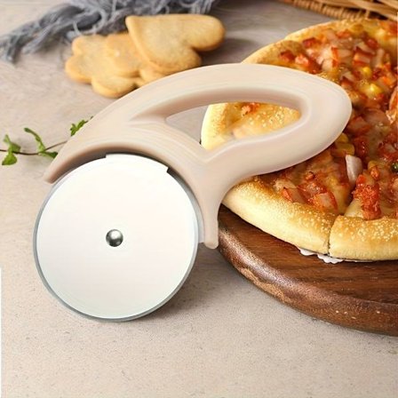 Ruostumattomasta teräksestä valmistettu pizzaleikkuri ergonomisella mukavuuskahvalla ja terävillä terillä kotikokeille ja ammattilaisille