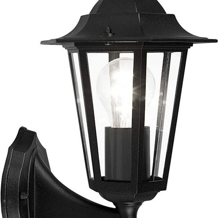 Laterna 4 utomhusvägglampa, utomhusbelysning i svart gjuten aluminium och glas, IP44 [
