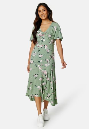 Happy Holly Therese dress Dusty green / Floral Klær