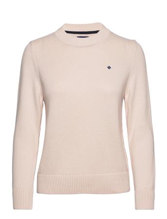 D1. Icon G Cotton C-Neck Pullover Beige GANT*Betinget Tilbud