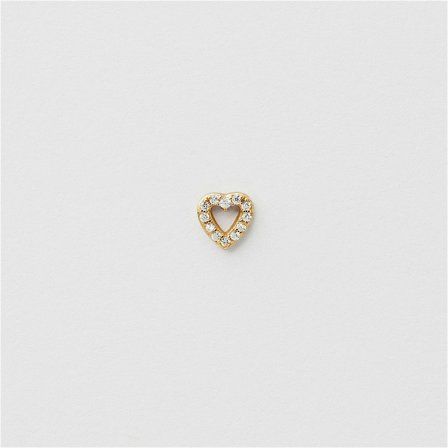 Pavé Heart Piercing - 18K GULDPLÄTERAT STERLING SILVER - Safira