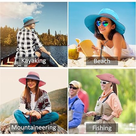 1 KPL Naisten aurinkohatut leveällä reunalla UV-suojalla Verkkokokoontaitettava poninhäntäämpäri Kalastushattu rantalippis